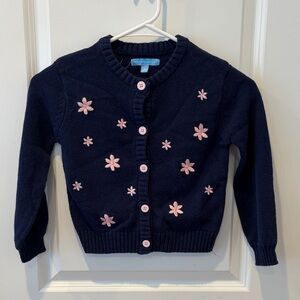 Draper James Navy Cardigan with Pink Floral Details